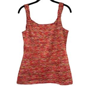 Tribal Colorful Sheer Knotted Shoulder Tank Top Medium